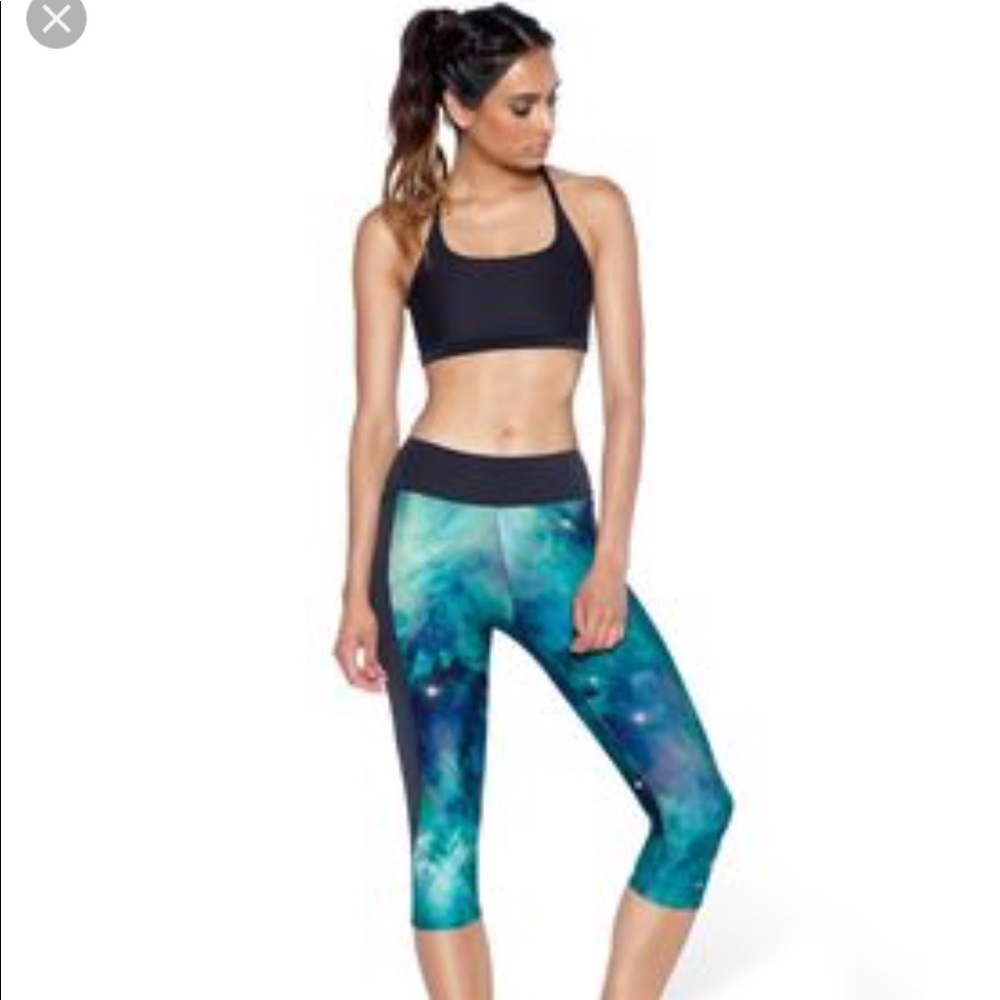 Blackmilk Teal galaxy combat gym capris